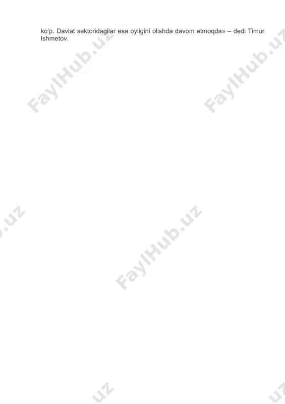qsadi – aholini qo‘llab-quvvatlash va himoya qilish bo‘lgan. bu prezidentning imtiyozlar to‘g‘risidagi ikkita farmonida ham aks etdi. unda nafaqalar to‘lash, shuningdek, xususiy biznes sub’yektlariga xodimlari ish haqini to‘lash uchun banklar tomonidan kreditlar berilishini tashkil etish topshirildi. savolingizga keladigan bo‘lsam, birlamchi – ijtimoiy masala, keyin – iqtisodiy. pulni qanday qilib tarqatish masalasiga kelsak, mening fikrimcha, faqatgina odamlarning bank hisob raqamiga, ya’ni plastik kartalarga tushirib berish orqali. agar bank kartasi bo‘lmasa, yangi karta ochib, pul tushirib berish mumkin bo‘ladi. boshqa yo‘llarni ko‘rmayapmiz. ikkinchisi bu – oila tamoyiliga asoslanish kerak. ya’ni, pulni har bir odamga emas, balki oilalarga taqsimlash. albatta, bunda oila a’zolarining soniga qaraladi. maqsad – kimdir olib, kimdir qolib ketmasligi kerak. aynan xususiy sektorda ishsizlar va ishini yo‘qolganlar ko‘p. davlat sektoridagilar esa oyligini olishda davom etmoqda» – dedi timur ishmetov.