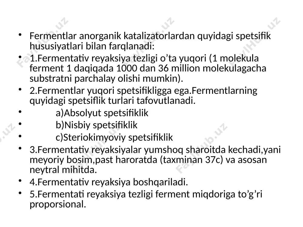 asalan: лдг – 5 изоформа кфк – 3 изоформа мдг – 4 изоформа ular joylashishi bilan ham farqlanadi. kreatinfosfotransferaza, yoki kreatinfosfokinaza (kfk) 3 izofermenti - kfk1 –nerv tuqimasi, kfk2 - yurak, kfk3 – v mushak. agar mushak va nerv tuqimasi shikasti bоlmasa, kfk oshishi infarkt miokardlarda sodir bоladi . ldg1 yurak va eritrotsitlarga; ldg2 – buyrak; ldg3 – оpkada; ldg4 – jigarga, ldg5 – jigar va skelet mushakga xos. ldg fermentini qaysi fraksii oshisiga qarab kaysi a’zoda shikastlanganligini bilish mumkin. vaziyatli masalar: 1. meda shirasi tarkibida xloridning kamayishi anasid,gipoksasid) tuzlangan karam, bodring ,pomidor sirka essensiyasini iste’mol qilish tavsiya etiladi.buning sababi nimada? 2. shifoxonda davolanayotgan bemorga ldg fermenti faolligi oshganligibu jigar,buyrak,yurak xastaliklari,uchun xoskasalikni davolash uchun qanday zamonaviy usullardan foydalanish? № тадбир бажарилмади тўлиқ ва тўғри бажарилди 1. 4 жуфт пробирка олиниб, уларга крахмалнинг 1% эритмасидан 0,5 мл ва суюлтирилган сўлак амилазасидан 0,5 мл солинади. 0 10 2. биринчи жуфт пробирканинг биттаси …