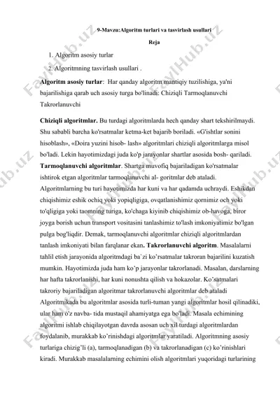 algoritm turlari va tasvirlash usullari — DOCX