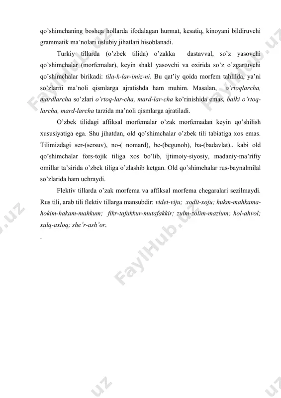 lug’at sathi taraqqiyotidagi ichki omillar. so’z yasalishi. morfemika - Page 5