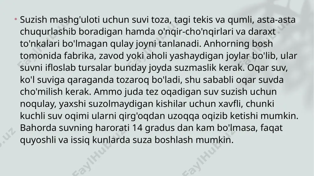 orbut v.m. suzish 0 ‘quv qo‘lianma. t - 2011 -y. 3. korbut v.m.isroilova r.g.voljin v.i. suzish texnikasi va unga o‘rgatish uslublari o'quv qo‘llanma toshkent - 2010. 4. korbut v.m.isroilova r.g. 0 ‘yinlar orqali suzishni o‘rganamiz. 5. korbut v.m.salimgareyeva r.r.geyger a.i. ko‘krakda krol usulida suzish texnikasini o‘rgatish va takomillashtirishuchun mashqlar to'plami. t - 2013-y. 6. krasnova g.m.zavadovskaya e.n. amaliy suzish 0 ‘zdjti 2010-y. image2.jpeg image3.png image4.png image1.png /docprops/thumbnail.jpeg