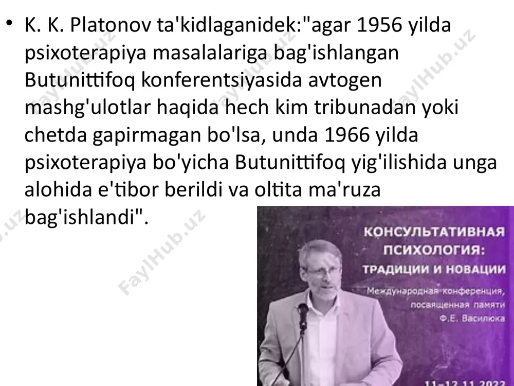 ashdir. mushak tizimidan ixtiyoriy nazorat qilish uchun eng qulay sifatida foydalanib, ko'p yillar davomida nerv-mushak jarayonlarini o'rgatish orqali yoga hissiy-vegetativ sohaga o'z-o'zini ta'sir qilish ko'nikmalariga ega bo'ladi. masalan, tinchlantiruvchi "shavasana" pozitsiyasi mushaklarning to'liq bo'shashishi bilan bog'liq. shultz o'zining "avtogen mashg'ulotning eng yuqori bosqichi va raja yoga" asarida avtogen mashg'ulot usullari va yogis tizimining usullarining o'xshashligi va farqlarini batafsil tahlil qiladi. xususan, u bo'shashgan mushaklar bilan yotgan holda avtogen mashqlar "shavasana"pozitsiyasiga eng yaqin ekanligini ta'kidlaydi. o'tirgan holatda avtogen mashqlarni bajarish tafakkur holatiga ("sadhasana"), ma'lum darajada lotus holatiga ("padmasana") va sher holatiga ("sinxasana") mos keladi. гипноз shultzning bir necha yillik ijodiy hayoti 20-yillarda breslauda yaratgan terapevtik gipnoz ambulatoriyasida qo'llagan gipnoterapiyaga berildi. tadqiqot ishlarini olib borishda shults har bir mashg'ulotdan so'ng bemorlaridan gipnoz ta'sirida boshdan kechirgan sub'ektiv tajribalari to'g'risida yozma hisobot berishni talab qildi. gipnozni terapevtik qo'llash bilan bir vaqtda shultz sog'lom odamlarni gipnoz qilish bo'yicha tajribalar o'tkazdi. ushbu davrga avtogen mashg'ulotni yaratishga …