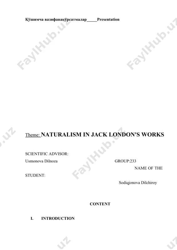 thesis, generalization and abstraction. the research consists of an introduction, a main part, which is divided into three sections, a conclusion and a list of references. 1. worldview and aesthetic views of d. london " this book reflects the experience of american intellectual life over the last half of the nineteenth century, from emerson and early melville to howells and dreiser " , not without reason writes about " march in eden e " sam baskett [bykov v.m. 1964, p. 126] . to a certain extent, his words can be applied to the entire work of london. many questions that worried philosophers, naturalists and sociologists at that time were reflected in his stories and novels. the theory of charles darwin and his followers on the adaptive yaemosti and natural selection in " daughters of snow " ; problems of the struggle between materialism and idealism - in "the sea wolf …
