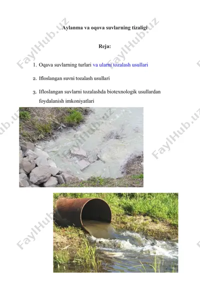 aylanma va oqova suvlarning tozaligi — DOCX
