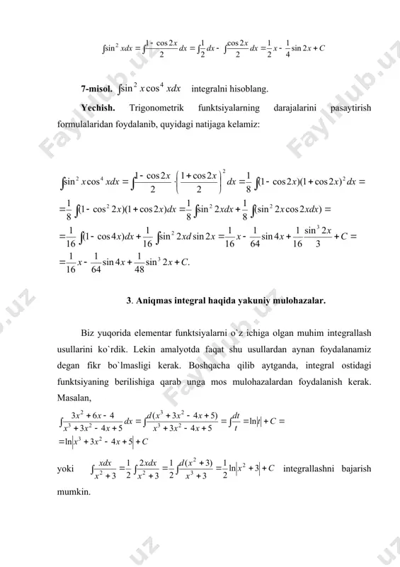 trigonomеtrik funksiyalarni intеgrallash - Page 4