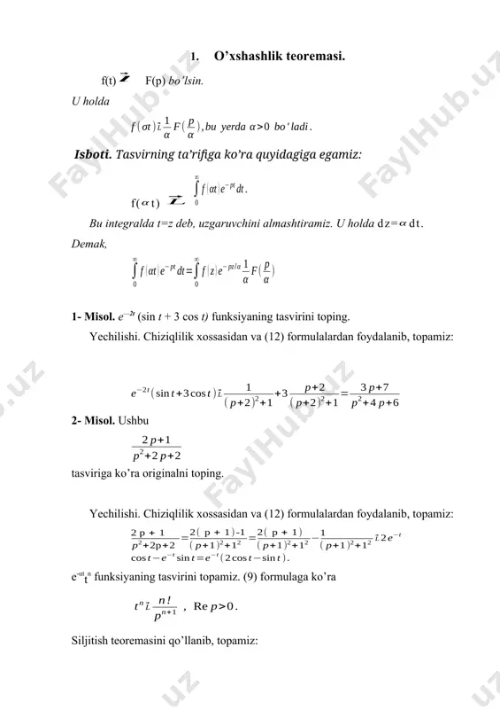 ¾ ® ¾ n p n ) ( ! t e l n t a a a a 1 l n t ) ( ! t e + + ¾ ® ¾ n p n a a ) ( t y j = ¾ ® ¾ l ¾ ® ¾ l , ) ) ( ) ) ( ) ( 0 dt e t f dt e t f t f pt pt l - ¥ - ¥ - = - ¾ ® ¾ - ò ò t t t t ò ò ò ò ¥ ¥ - - ¥ - - - + - ¥ - = = = = - 0 0 0 ) ( 0 ). ( ) ( ) ( ) ( ) ( p f e dz e z f e dz e e z f dz e z f dt e t f p …