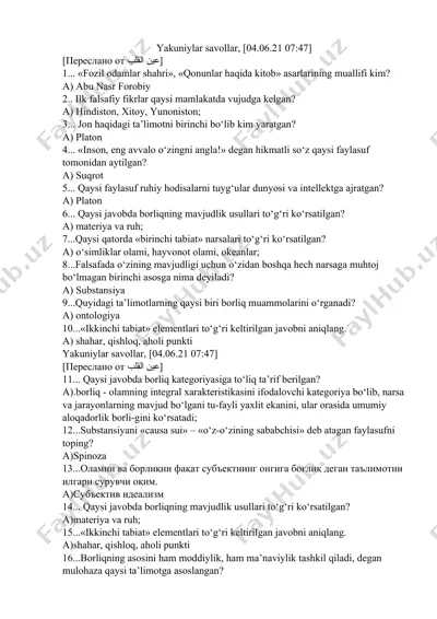 falsafiy etishmalar — DOCX