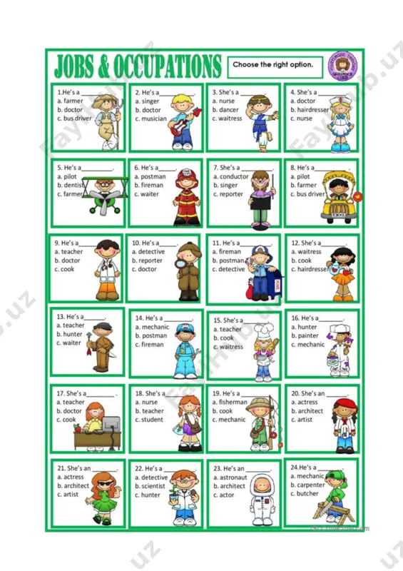 jobs picture dictionary esl vocabulary worksheet - Page 3