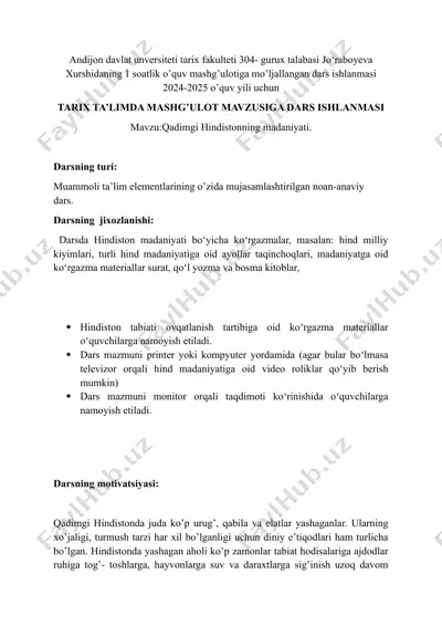 tarix ta’limda mashg’ulot mavzusiga dars ishlanmasi — DOCX