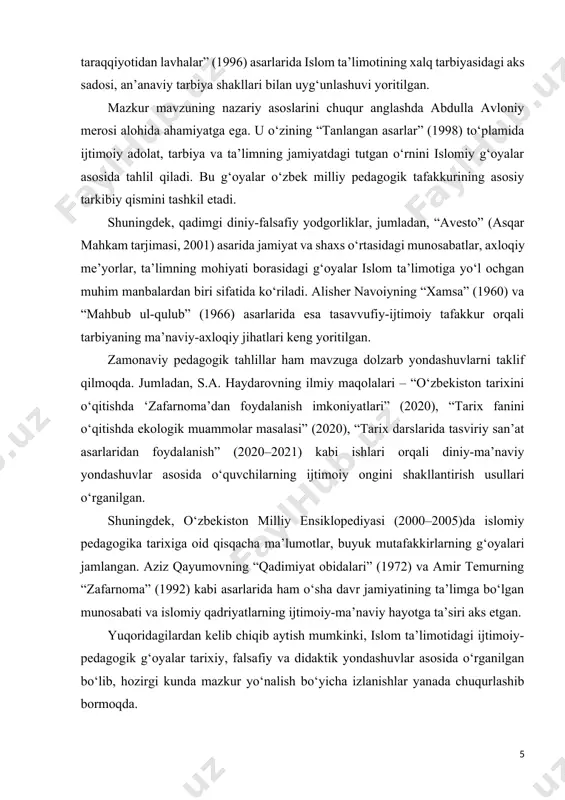 hakllangan ijtimoiy va pedagogik gʻoyalar tizimi, ularning tarixiy rivojlanish bosqichlari, asosiy tamoyillari, shuningdek, mazkur gʻoyalarning shaxs tarbiyasiga, oila institutiga, taʼlim tizimiga va umuman jamiyat hayotiga koʻrsatgan ijobiy ta’siri. tadqiqot, ayniqsa, musulmon jamiyatlarida axloqiy-me’yoriy qadriyatlar, taʼlimiy yondashuvlar hamda ijtimoiy barqarorlikni ta’minlashdagi islomiy gʻoyalar rolini o‘rganishga qaratilgan. tadqiqot pretmeti: islom dini taʼlimotida aks etgan tarbiya, taʼlim, axloq va ijtimoiy munosabatlar bilan bogʻliq pedagogik qarashlar va ularning mazmun-mohiyati. kurs ishining maqsadi: islom taʼlimotida mavjud boʻlgan ijtimoiy va pedagogik gʻoyalarni ilmiy jihatdan oʻrganish, ularning tarixiy shakllanish jarayonini tahlil qilish va bugungi zamonaviy taʼlim-tarbiya tizimiga ta’sirini aniqlash. kurs ishining vazifalari: islom dini manbalarida (qur’on, hadis, fiqh asarlari) pedagogik gʻoyalarni tahlil qilish. tarixiy rivojlanishda musulmon olimlarining ijtimoiy-pedagogik qarashlarini oʻrganish. islomdagi tarbiya tamoyillari va ularning o‘ziga xos xususiyatlarini aniqlash. islomiy tarbiya gʻoyalarining zamonaviy ta’lim tizimidagi ahamiyatini yoritish. islomda oila, jamiyat va maktabning tarbiyaviy vazifalari haqida tahliliy fikr yuritish. tadqiqot metodlari: tarixiy metod – islomiy pedagogik qarashlarning rivojlanish …