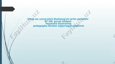 boshlang'ich ta’limni tashkil etish shakllari — PPTX
