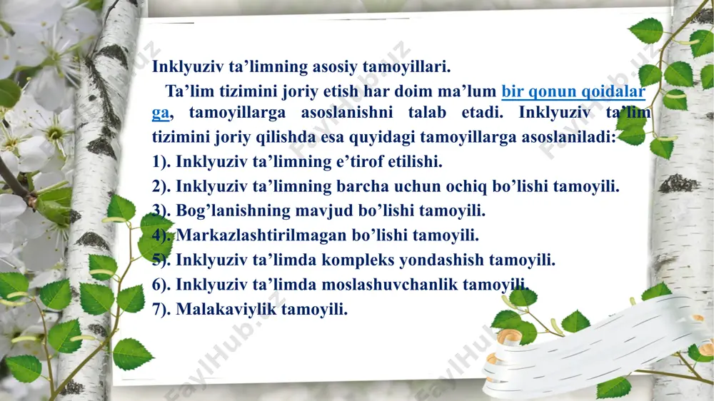 rda -bolalarning jismoniy va ruhiy rivojlanishini korreksiyalash va me’yorga keltirish ishlarini olib boradi; -bolalarni faolligini, ta’lim samaradorligini oshiruvchi metodlarni qo’llaydi; -diqqat-e’tibor, xotirani, kuzatuvchanlik sinchikovlik va boshqa qobiliyatlarni tarbiyalaydi; -o’z-o’zini nazorat qilish malakalarini, bolalarning bilishga doir qiziqishlarini va qobiliyatini rivojlantiradi. e`toringiz uchun rahmat !!! image1.png image2.png image3.png image4.png image5.png image6.png image7.png image8.png image9.png image10.png image11.png image12.png image13.png