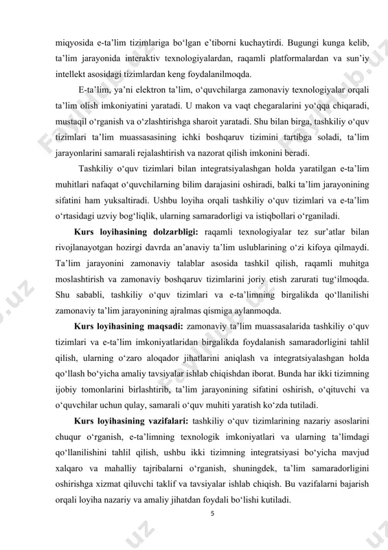, rejalashtirilgan va tizimli ravishda boshqarishni ta’minlaydigan vositalar, mexanizmlar va usullarning majmuasidir. ushbu tizimlar har bir ta’lim muassasasining o‘ziga xos jihatlari, o‘quvchilarning ehtiyojlari, o‘quv dasturlarining mazmuni hamda pedagogik yondashuvlar asosida shakllantiriladi. tashkiliy o‘quv tizimlari orqali ta’lim jarayonining barcha bosqichlari — rejalashtirish, amalga oshirish, nazorat qilish va baholash ketma-ket va uyg‘unlikda olib boriladi. tashkiliy o‘quv tizimlarining asosiy vazifalari quyidagilardan iborat: ta’lim muassasasining faoliyatini rejalashtirish, o‘quv jarayonini samarali tashkil etish, pedagog kadrlarning ish faoliyatini muvofiqlashtirish, ta’lim sifatini monitoring qilish, o‘quvchilar bilimini baholash mexanizmlarini joriy etish, hamda yangicha ta’lim metodlarini tizimlashtirish. shu bilan birga, ularning asosiy prinsiplari — uzluksizlik, tizimlilik, moslashuvchanlik, shaffoflik va innovatsion yondashuv kabi tamoyillarga asoslanadi. bu prinsiplarga rioya qilinishi ta’lim sifatining oshishiga, o‘quv jarayonining uzluksiz va samarali kechishiga xizmat qiladi. zamonaviy tashkiliy o‘quv tizimlari faqatgina an’anaviy boshqaruv vositalarini emas, balki axborot-kommunikatsiya texnologiyalarini ham o‘z ichiga oladi. masalan, elektron kundaliklar, taqvim asosida tuzilgan dars jadvali, o‘quvchilarning elektron portfollari, masofaviy baholash tizimlari, …