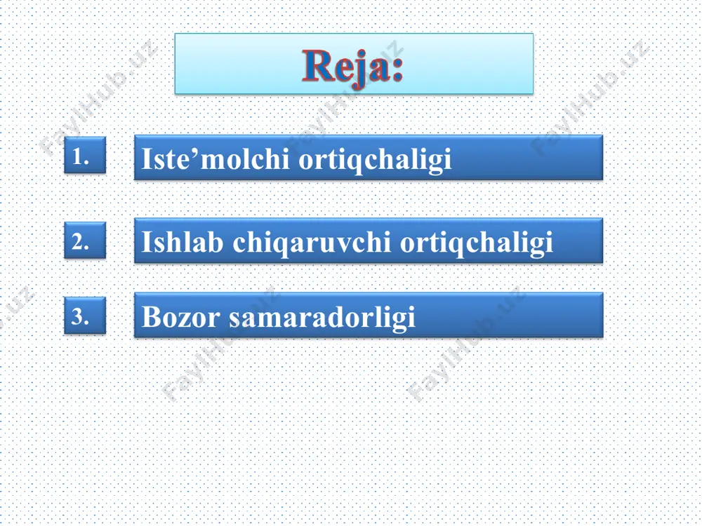 qchaligini oshiradi albom miqdoåi talab egri chizigʻi va iste’molchi ortiqchaligini hisoblash albom miqdori albom narxi albom narxi jonning iste’mol ortiqchaligi (20$) (a) narx=80$ (b) narx=r0$ jonning iste’mol ortiqchaligi (30$) paulning iste’mol ortiqchaligi (10$) umumiy isteʼmol ortiqchaligi (40$) (a) rasmda tovar narxi 80$ va iste’molchi ortiqchaligi 20$. (b) rasmda tovar narxi 70$ va iste’molchi ortiqchaligi 40$. iste’molchi ortiqchaligi nimani oʻlchaydi? iste’molchi ortiqchaligi tushunchasini rivojlantirishdan maqsad bozor talabgorlari haqida toʻgʻri xulosaga kelishdan iborat. hozirda siz iste’molchi ortiqchaligi nimaligini tushundingiz va uni biz farovonlikning yaxshi oʻlchovi sifatida qabul qilamiz. tasavvur qilingki, siz yaxshi iqtisodiy tizimni yaratayotgan siyosatchisiz. iste’molchi ortiqchaligiga ahamiyat berarmidingiz? iste’molchi ortiqchaligi bu xaridorlar tovar uchun toʻlashni xohlagan miqdordan ularning tovar uchun toʻlaydigan haqiqiy narxning ayirmasi xaridorlarning oʻzlari qabul qilgan tovardan olgan foydani oʻlchaydi. iste’molchi ortiqchaligi, agar islohotchilar xaridorning foydasini hisobga olishi iqtisodiy farovonlikning eng yaxshi oʻlchovi boʻladi. ba’zi hollarda islohotchilar iste’molchi ortiqchaligi haqida oʻylamasliklari mumkin, chunki ular xaridorlarni sotib olishga undaydigan …