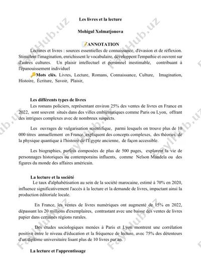 les livres et la lecture — DOCX
