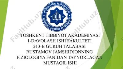 nerv tolalari fiziologiyasi — PPTX