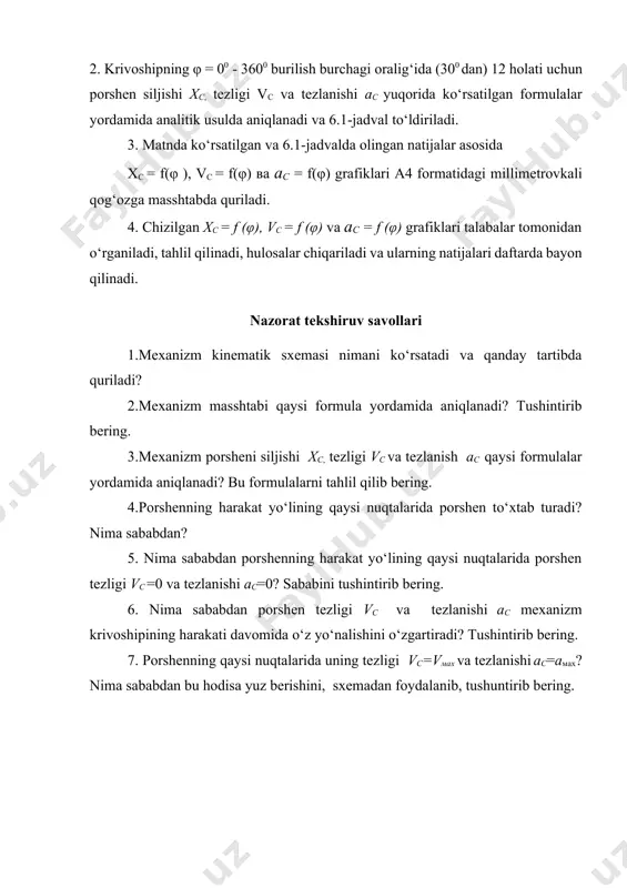 tеkis ruchagli mеxanizmlar kinеmatik tahlilining analitik usuli - Page 5