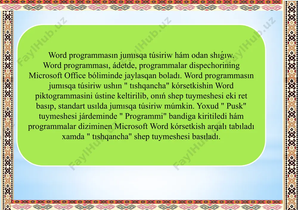 ekonomikalıq informaciyalardı tekst redaktorları qurallarınan paydalanǵan halda qayta islew programmaları.pptx - Page 4