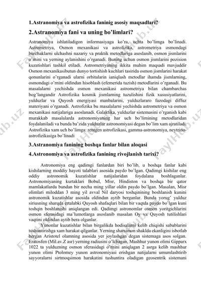 astronomiya va astrofizika — DOC