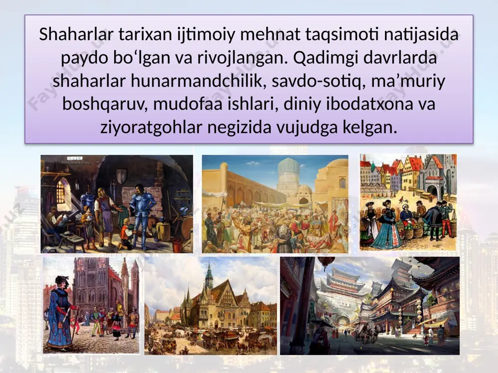 sir doirasi joylashgan davlati bilan chegaralanib qolmasdan, boshqa mamlakat va mintaqalar, ba’zan esa jahonni qamrab olmoqda. bunday shaharlarning aholisi soni bir necha million kishiga teng bo‘lib, yirik transmilliy korporatsiyalar va xalqaro tashkilotlar qarorgohlari, dunyodagi eng yirik port, sanoat korxonalari, bank, moliyaviy jamg‘arma va birjalar joylashganligi bilan boshqa shaharlardan ajralib turadilar. shu toifadagi shaharlarga nisbatan global (yoki jahon) shaharlari atamasi qo‘llaniladi. global shaharlar qatoriga, eng avvalo, nyu-york, london, tokio, shanxay, gonkong, parij, dubay, singapur kabi savdo-moliyaviyva transport salohiyati o‘ta katta shaharlar kiritiladi. nyu-york london tokio shanxay gonkong parij dubay singapur global shaharlar safi borgan sari kengaymoqda, ularning ta’sir doirasi esa barcha qit’a va ularning yirik qismlarini qamrab olishga intilmoqda. urbanizatsiya jarayonlari ijtimoiy-iqtisodiy taraqqiyotning ajralmas qismi va ularning bevosita hosilasi bo‘lib, qator muammolarni ham keltirib chiqarmoqda. bu muammolarning qamrovi keng bo‘lib, ekologik, iqtisodiy, ijtimoiy, tibbiy, madaniy, ma’naviy-axloqiy jihatlar bilan tavsiflanadi. bunda ishlab chiqarish atrof-muhitga o‘tkazadigan bosimining kuchayishi, suv ta’minotidagi kamchiliklar, transport tarmoqlariga …