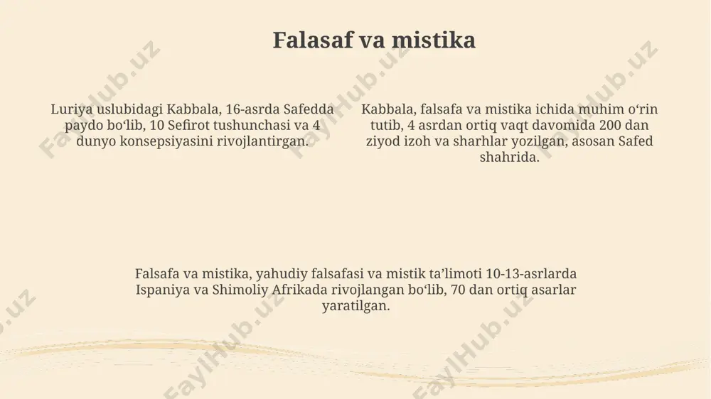alimdagi ma'bad majmuasida yoki sinagogalarda 10 ta amrni o'qish bilan birga amalga oshiriladi. talmudning "beraxot" traktati, ibodat va duo qilishning 18 ta asosiy marosimini, shuningdek, 20 dan ortiq maxsus duo matnini bayon qiladi va bu marosimlar 1-asrda yerusalimda shakllangan. minyan deb ataluvchi 10 kishilik jamoa qatnashgan holda, ibodat va duo o'qish, 2500 yildan buyon, dunyoning turli burchaklaridagi, masalan, samarqand va buxorodagi yahudiy jamoalari an'analarida muhim o'rin egallaydi. nikoh va oila isroilning ko'plab qishloqlarida va shaharlarida, nikohdan keyin, yangi turmush qurganlarga 7 kun davomida oila a'zolari va yaqin do'stlari tashrif buyurishadi, ularga taom va sovg'alar olib kelishadi. nikoh va oilada, yahudiy urf-odatlariga ko'ra, to'y marosimi yetti ta marhamatli marosimlarni o'z ichiga oladi, buning 7 ta asosiy bosqichi bor, ulardan biri "sheva brachot" deb ataluvchi 7 ta marhamatni o'qishdir. talmud (bobil talmudi, ketubot 17a) nikohdan oldingi kelishuvlar haqida, ayniqsa, "ketubah" hujjati orqali erning xotiniga taqdim etiladigan moddiy ta'minot haqida muhokama qiladi. zamonaviy …