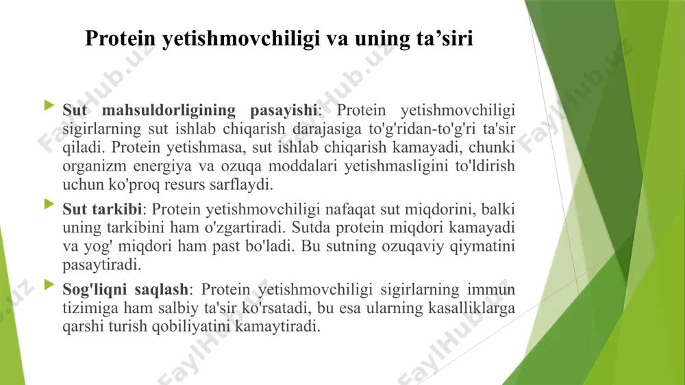 sigirlarning sut mahsul dorligi va proteinni - Page 5