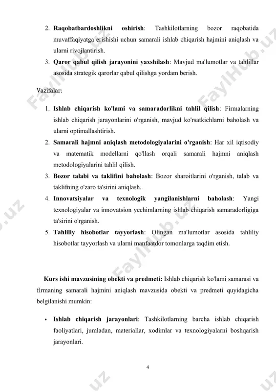 madaniy-tex-nik darajasini taʼminlashi zarur. yangi va ishlab chiqarilayotgan mahsulot turlarini tayyorlash ularni moder-nizatsiyalash jarayoni, ishlab chiqarish boʻgʻinlarini boshqarish va nazorat ishlari hamishlab chiqarisht.e. ga kiradi. u mahsulot ishlab chiqarish ning barcha bosqichlarini qamraydi va barcha xususiy vazifalarni umumlashtirib, umumiy tizim harakterini oladi, pirovardida jamiyat isteʼmolining maksimal qoniqishlarini, yaʼni yetarli ishlab chiqarishni xreil qiladi. ishlab chiqarisht.e. ning asosiy talabi jarayonlarining uzluksizligi, ishlab chiqarish boʻgʻinlarining mutanosibligi va mahsulot ishlab chiqarishning takroriyligidan iborat. uzluksizlik mehnat vositalaridan foydalanib vaqtni minimal sarflash hisobiga ishlab chiqarish ning barcha bosqichlaridan mehnat predmetlarining toʻxtovsiz oʻtishida aks etadi. mutanosiblik ishlab chiqarish kuv-vatlaridan toʻliq foydalanish imko-niyatni beruvchi uchastkalarning oʻzaro moslashuv xususiyati. ishlab chiqarishtning tarkibiy tuzilishiga koʻra, funksional (konsentratsiya, ixtisoslashtirish, kooperatsiyalash va ishlab chiqarishni kombinatsiyalash orqali yangi ishlab chiqarish tizimlarni yaratish yoki eskilarni takomillashtirish), makon (sexlar, ishlab chiqarish uchastkalari, korxona, birlashma, hududiy ishlab chiqarish majmualari darajasida ishlab chiqarisht.e.) va vaqtga koʻra (xom ashyodan tayyor mahsulotgacha boʻlgan texnologik jarayonlarini oʻz ichiga olgan) …