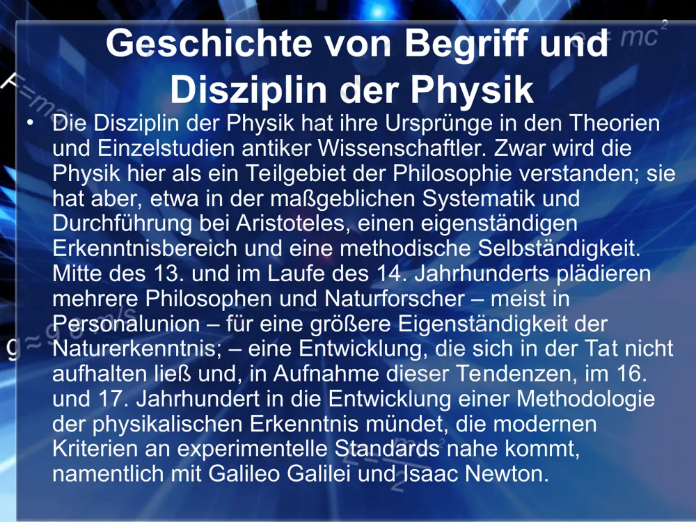 st es, die eigenschaften eines zuvor präparierten physikalischen systems, zum beispiel eines teilchenbeschleunigers, einer vakuumkammer mit detektoren oder eines geworfenen steins durch messung in zahlenform auszudrücken, etwa als länge einer teilchenspur, impulshöhe eines elektrischen spannungspulses oder als aufprallgeschwindigkeit. konkret werden entweder nur die zeitunabhängigen (statischen) eigenschaften eines objektes gemessen oder es wird die zeitliche entwicklung (dynamik) des systems untersucht, etwa indem anfangs- und endwerte einer messgröße vor und nach dem ablauf eines vorgangs bestimmt werden oder indem kontinuierliche zwischenwerte festgestellt werden. theoretische physik die aufgabe der theoretischen physik wiederum besteht darin, die empirischen modelle der experimentalphysik mathematisch auf bekannte grundlagentheorien zurückzuführen oder, falls dies nicht möglich ist, hypothesen für eine neue theorie zu entwickeln, die dann experimentell überprüft werden können. sie leitet weiterhin aus bereits bekannten theorien empirisch überprüfbare voraussagen ab. bei der entwicklung eines modells wird grundsätzlich die wirklichkeit idealisiert; man konzentriert sich zunächst nur auf ein vereinfachtes bild, …