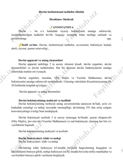 davlat institutsional tashkilot sifatida — DOCX