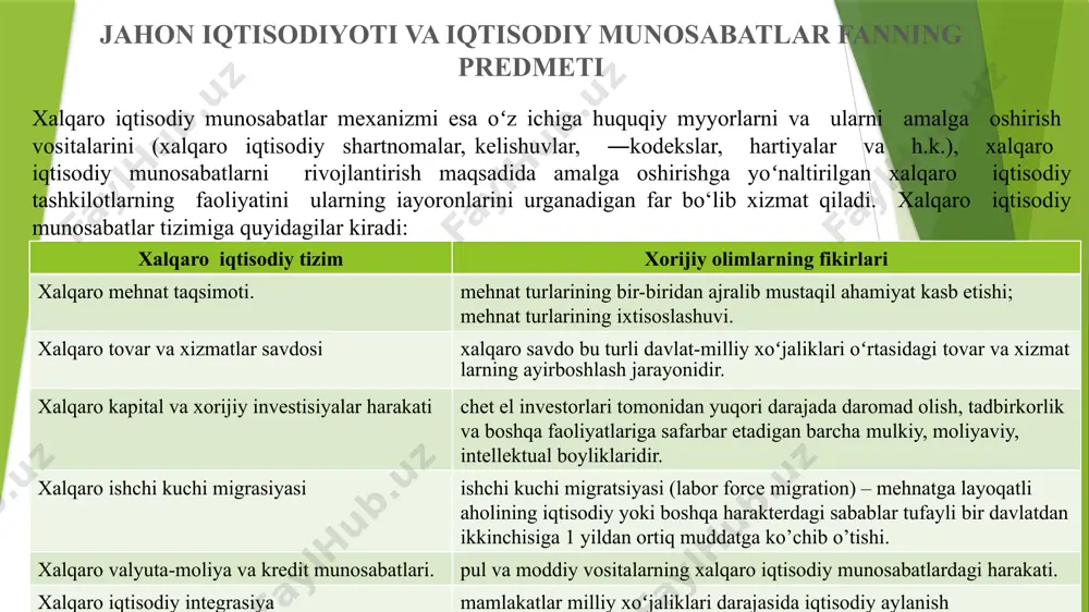 tgan yilning mos davriga nisbatan 4,7 % ga o‘sgan. iqtitisodiyoti juda rivojlangan top 10 ta davlar va ularning axolisi jon boshiga yalpi milliy maxshulot tushumi n/t davlatlar yaim (dollorda) axoli axoli jon boshida +- 1 aqsh 19.4 trli 325.7 mil 59.792 2 possiya 16 trli 144.5 mil 27.893 3 xitoy 12.2 trli 1.4 mlyart 16.696 4 germaniya 3.7 trli 82.7 mil 50.804 5 buyuk biritaniya 2.6 trli 66 mil 44.292 6 fransiya 2.6 trli 67.1 mil 44.081 7 yaponiya 4.9 trli 126.8 mil 42.942 8 isroil 350.9 mliyart 8.7 mli 54.532 9 saudiya arabistoni 683 mlyart 32.9 mil 54.532 10 janubiy koriya 1.5 trl 51.5 mil 39.548 jahon xoʻjaligining rivojlanish bosqichlari va tendensiyalari jahon xoʻjaligi oʻzining vujudga kelishi va rivojlanishida uzoq rim imperiyasi davri bilan bogʻlashadi bunda ular rim imperiyasini oʻsha vaqtdagi butunjahon xoʻjalik tizimi deb baholaydilar. boshqa olimlar jahon xoʻjaligini faoliyat koʻrsata boshlagan davrni xv-xvi asrlar, ya'ni buyuk jugʻrofiy …