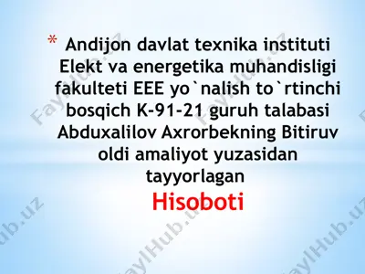 bitiruv oldi amaliyot hisobot — PPTX