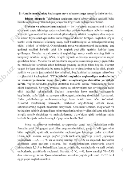 saqlangan meva sabzavotlarga sensorik baho berish — DOCX