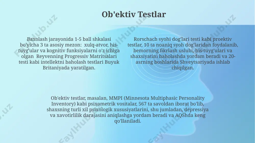 ilarning mavjudligi yomon prognoz belgilari sifatida qaralishi mumkin, ayniqsa samarqand kabi rivojlanish darajasi past hududlarda. shaxsiy tarix shaxsiy tarixni yig'ish jarayoni bemorning tug'ilgan yili, 1980-yillardan boshlab toshkentda o'tkazgan bolalik davri va oilaviy munosabatlarini, jumladan, 3 nafar aka-uka singil bilan bo'lgan munosabatlarini batafsil o'rganishni o'z ichiga oladi. shaxsiy tarixni tahlil qilishda, psixologik himoya mexanizmlarini (masalan, 5ta asosiy mexanizm), shu jumladan, inkordan foydalanish chastotasi va intensivligi, va ularning bemorning hozirgi holatiga ta'sirini aniqlash muhimdir. bemorning shaxsiy tarixi, uning 25 yoshida, samarqandda yuz bergan muhim voqea – avariya, va uning psixik holatiga ta'siri, travmatik tajribalarini aniqlashga yordam beradi. oila tarixi oila a'zolarining tug'ilish sanalari, yashash joylari va o'lim sabablari kabi demografik ma'lumotlar, 100 ta oiladan olingan ma'lumotlar bazasida 70% aniqlik bilan aniqlandi, bu esa oilaning rivojlanish traektoriyasini aniqlashda muhim ahamiyatga ega. oila tarixi, 3 avlodni o'z ichiga olgan holda, oilaning 50 yillik tarixini ko'rsatadigan shajarani tuzish orqali tahlil qilinadi, bu esa shaxsning shakllanishida …