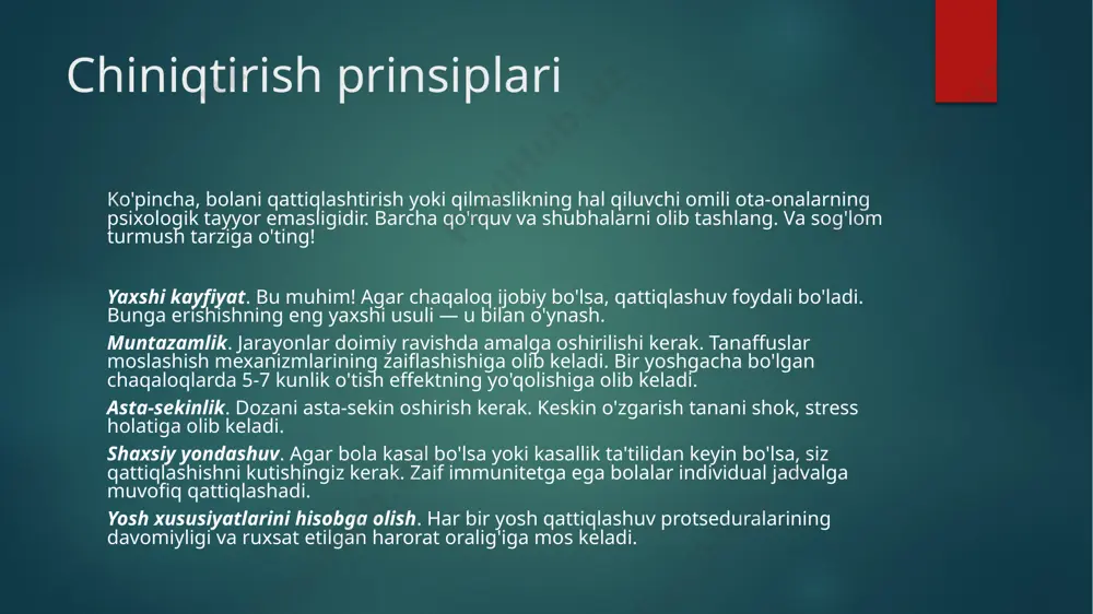 sogʻlom bolani chiniqtirish usullari - Page 5