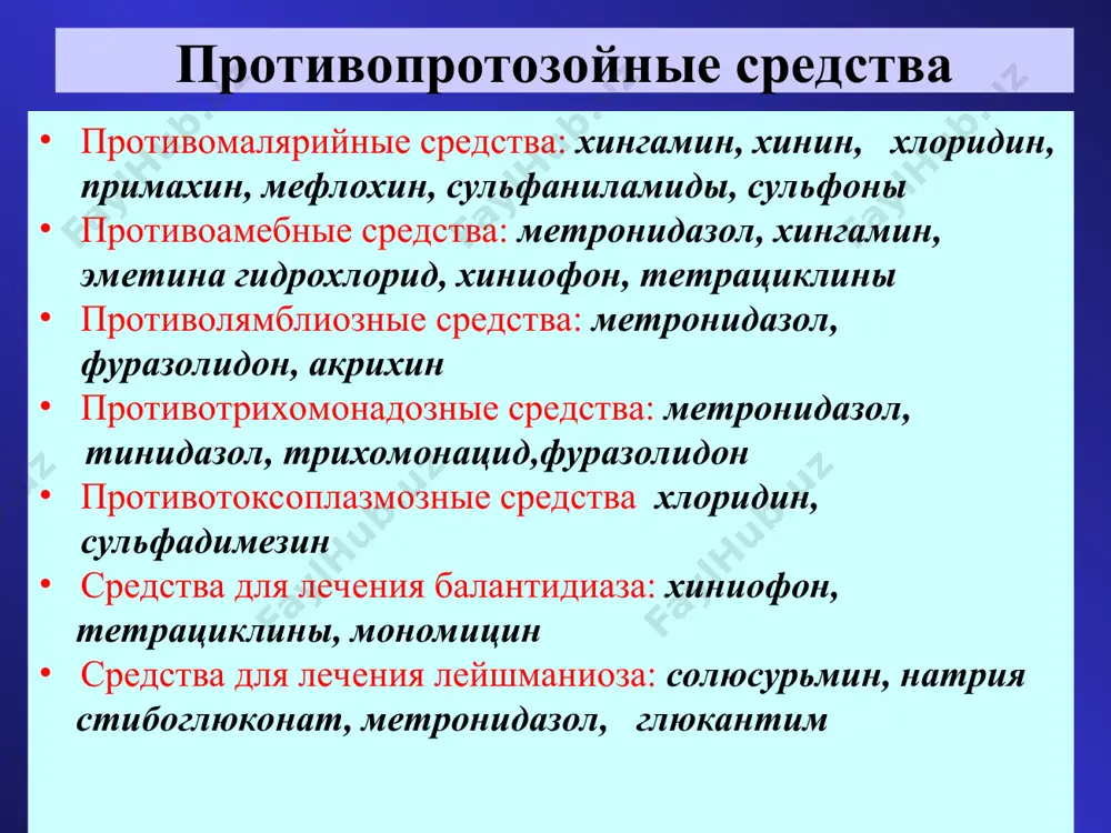 тропической малярии к нему более чувствительны,чем к хингамину. механизм действия: угнетает обмен фолиевой кислоты в плазмодиях подавляет способность гамонтов к дальнейшему развитию в организме комара (споронтоцидное действие). хорошо всасывается из жкт. устойчивость к нему плазмодиев развивается быстро. применение: для общественной профилактики и лечения тропической малярии. в td побочные эффекты не вызывает. при длительном применении угнетает аппетит. недостатки: медленное действие, быстрое выведение из организма, быстрое развитие к нему устойчивости плазмодиев. гематошизотропная активность сульфаниламидов и сульфонов (дапсон) невелика. их действие развивается медленно. поэтому их назначают в сочетании с другими противомалярийными препаратами. п р и м а х и н губительно влияет на параэритроцитарные формы всех видов плазмодиев, на половые формы, шизонты. из жкт всасывается хорошо. применяют для профилактики отдаленных рецидивов, для личной (в сочетании с хингамином) и общественной профилактики. хорошо переносится больными. но могут быть боли в животе и области сердца, диспепсия, цианоз (метгемоглобинемия), общая слабость. нельзя назначать примахин одновременно с акрихином …