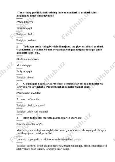 magistrlik dissertatsiyasi metodologiyasi savol-javoblari — DOCX