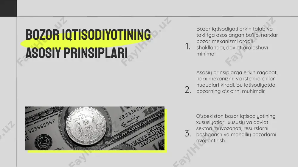 lanilishi va muammolari. iqtisodiyot va menejment, 2019. 4. tursunov m. o'zbekistonda iqtisodiy islohotlar va rivojlanish strategiyalari. o'zbekiston davlat moliya universiteti, 2022. 5. yusufov d. bozor iqtisodiyotining rivojlanishi va muhim omillar. o'zbekiston iqtisodiy tahlil jurnali, 2021. e'tiboringiz uchun rahmat! designed by slides carnival image1.jpeg image2.png image3.jpg image6.jpg image7.jpg image8.jpg image5.jpg