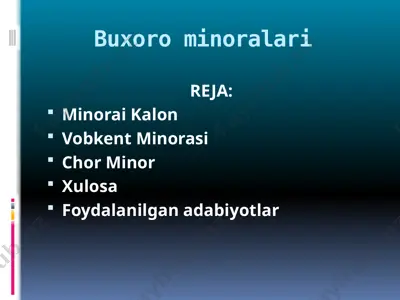 buxoro minoralari — PPTX