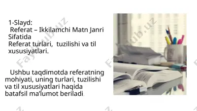 referat – ikkilamchi matn janri sifatida — PPTX