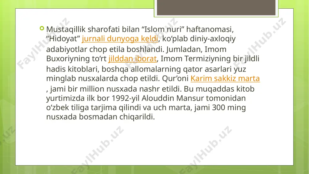 tarixiy taqdimot: milliy urf odatlar an'analar qadriyatlarning qayta tiklanishi - Page 5