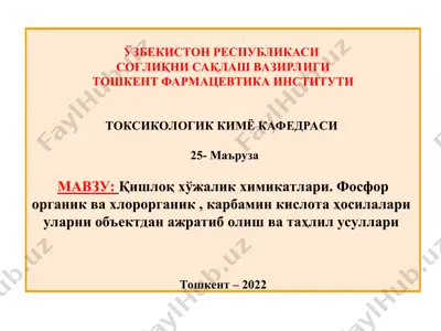 қишлоқ хўжалик химикатлари маърузаси — PPT