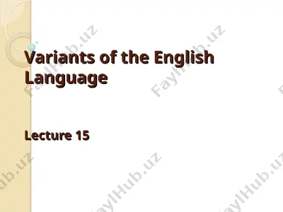 variants of the english language — PPT