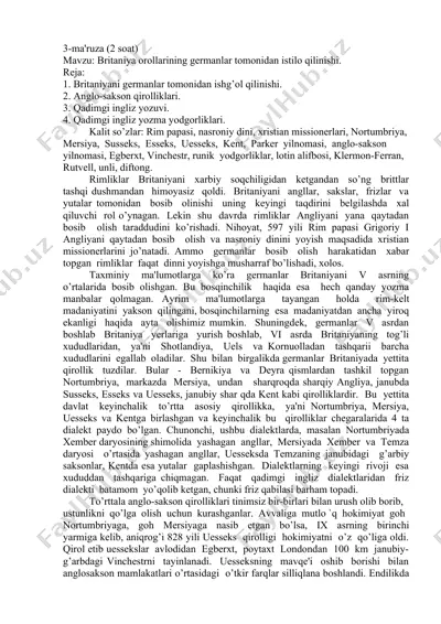 britaniya orollarining germanlar tomonidan istilo qilinishi — DOCX