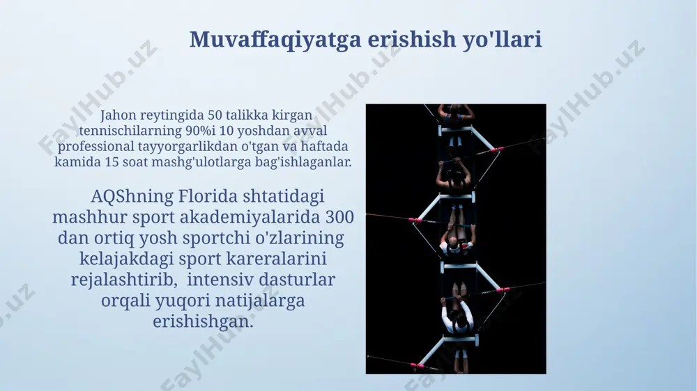 ida o'zini tutish qoidalariga rioya qilishi orqali namoyon bo'ldi. o'zbekistonning 10 ta viloyatida 2022-yilda o'tkazilgan sport musobaqalarida 1500 dan ortiq yoshlar sportdagi adolat, hurmat va tenglik tamoyillariga amal qilishini namoyish etdi. e'tiboringiz uchun rahmat @taqdimot_robot image4.png image5.jpg image6.jpg image7.jpg image8.jpg image9.jpg image10.jpg image11.jpg image12.jpg image13.jpg image3.jpeg