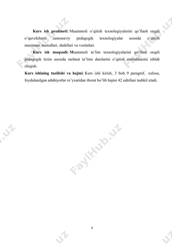 shni tashkil etish shakllari o’qitish mazmuni o’qitish metodlari o’qitish vositalari ta’lim texnologiyasi nazariyasining umumiy asoslari mohiyati xususida so’z yuritish uchun “ta’lim texnologiyasi” tushunchasining tub ma’nosini anglash talab etiladi. “texnologiya” yunoncha so‘z bo‘lib, “techne”- mahorat san’at hamda “logos” - tushuncha ta’limot so‘zlarining birlashmasidan hosil bo‘lgan. “ta’lim texnologiyasi” tushunchasi esa lug‘aviy jihatdan (inglizcha “an edicational technology”) ta’lim (o‘qitish) jarayonini yuksak mahorat san’at darajasida tashkil etish borasida ma’lumotlar beruvchi fan (yoki ta’limot) ma’nosini anglatadi. shuni alohida ta’kidlash kerakki shu kungacha pedagogik texnologiya nazariyasi o‘tgan asrning ikkinchi yarmidan buyon rivojlanib, ishlatilib kelsada uni ma’nosini izohlash borasida yagona fikr mavjud emas. xususan rus pedagogi v.p.bespalko ham pedagogik texnologiyani “amaliyotga tadbiq qilinadigan muayyan pedagogik tizim loyihasi” deb ta’riflaydi. yana bir pedagog n.f.talzina esa pedagogik texnologiyaning “fan va amaliyot oralig‘ida muayyan tamoyillarni olg‘a suruvchi metodlar ishlab chiqaruvchi ularni izchil qo‘llash kabi masalalarni hal etishga yo‘naltirilgan mustaqil fan ” bo‘lishi lozimligini qayd etadi. o‘zbekistonlik pedagog n.saidaxmedov pedagogik texnologiyani …