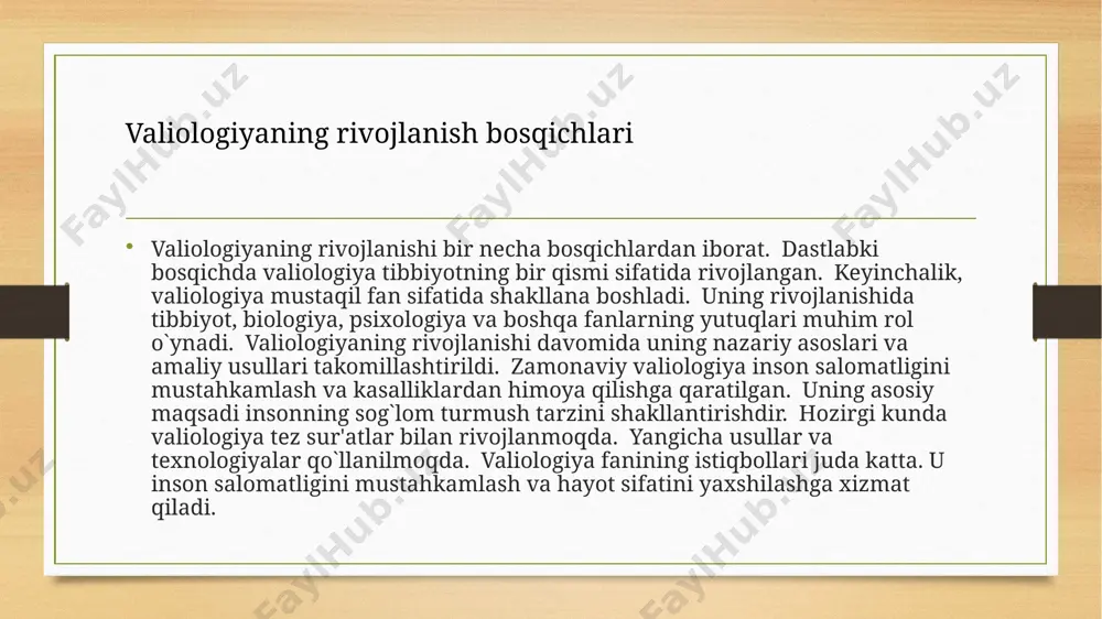 tavsiya etiladi. to`g`ri ovqatlanish haqida bilimlarni oshirish uchun turli xil manbalardan foydalanish mumkin. to`g`ri ovqatlanish odatlarini shakllantirish insonning umrini uzaytirish va hayot sifatini yaxshilashga yordam beradi. to`g`ri ovqatlanish jismoniy tarbiya inson salomatligi uchun juda muhimdir. u organizmning chidamliligini va immunitetini oshiradi. jismoniy tarbiya stress va depressiyadan himoya qiladi. u shuningdek, surunkali kasalliklarning oldini olishga yordam beradi. jismoniy tarbiya bilan muntazam shug`ullanish kerak. haftada kamida 3 marta mashq qilish tavsiya etiladi. mashqlar turli xil bo`lishi kerak. yugurish, suzish, velosipedda yurish va boshqa mashqlar foydali hisoblanadi. jismoniy tarbiya bilan shug`ullanishdan oldin shifokor bilan maslahatlashish kerak. jismoniy tarbiya bilan shug`ullanish odatlarini shakllantirish insonning umrini uzaytirish va hayot sifatini yaxshilashga yordam beradi. sport bilan shug`ullanish, jismoniy faoliyatning turli xillarini tanlash mumkin. jismoniy tarbiya ruhiy sog`liqni saqlash inson salomatligi uchun juda muhimdir. stress va depressiya turli xil kasalliklarga olib kelishi mumkin. ruhiy sog`liqni saqlash uchun stressni kamaytirish kerak. yaxshi dam olish, yoqimli mashg`ulotlar bilan shug`ullanish, …