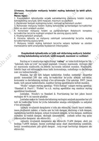 korxonalar moliyaviy holatini reyting baholash va tahlil qilish — PDF