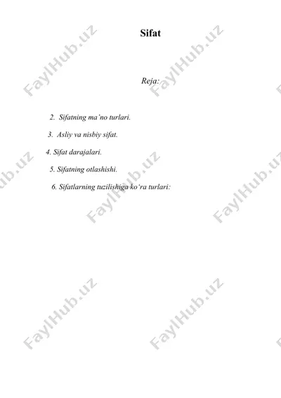sifat – so’z turkumi. — DOC