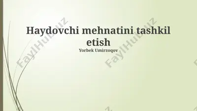 haydovchi mehnatini tashkil etish — PPTX