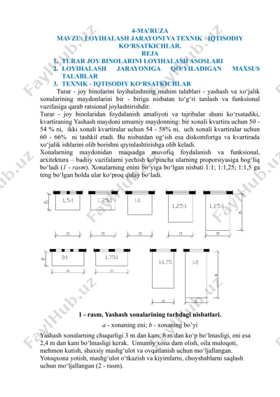 turar-joy binolarini loyihalash jarayoni va texnik-iqtisodiy ko‘rsatkichlar — DOC